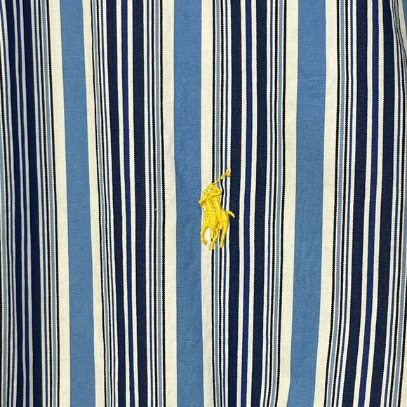 Polo Ralph Lauren Mens XL 100% Cotton Long Sleeve Button Down‎ Blue Striped Pony - Picture 3 of 7